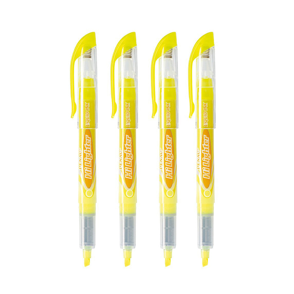 Penac Liquid Liner Highlighter Fluorescent - Yellow (Pack of 4)