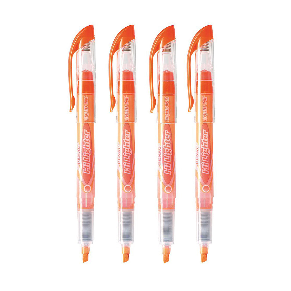 Penac Liquid Liner Highlighter Fluorescent - Orange (Pack of 4)
