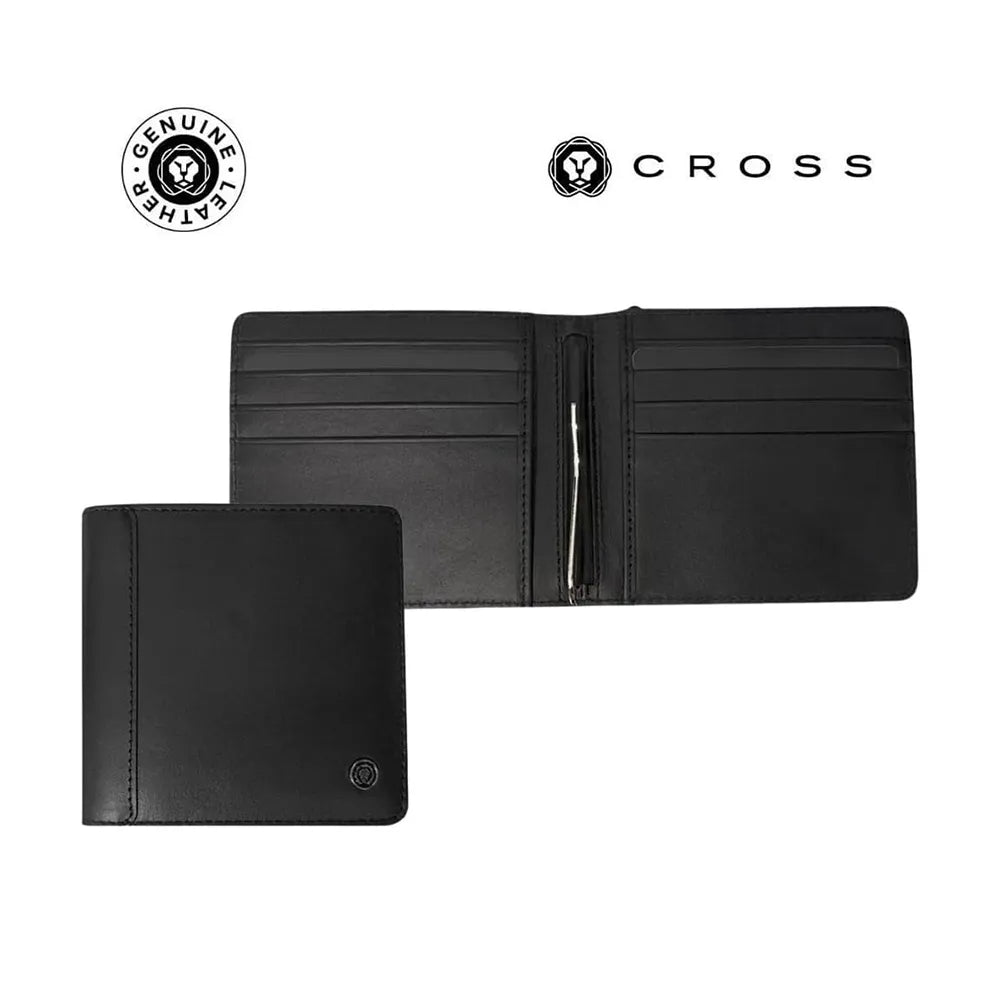 Cross Leather Money Clip Wallet for Men - Black