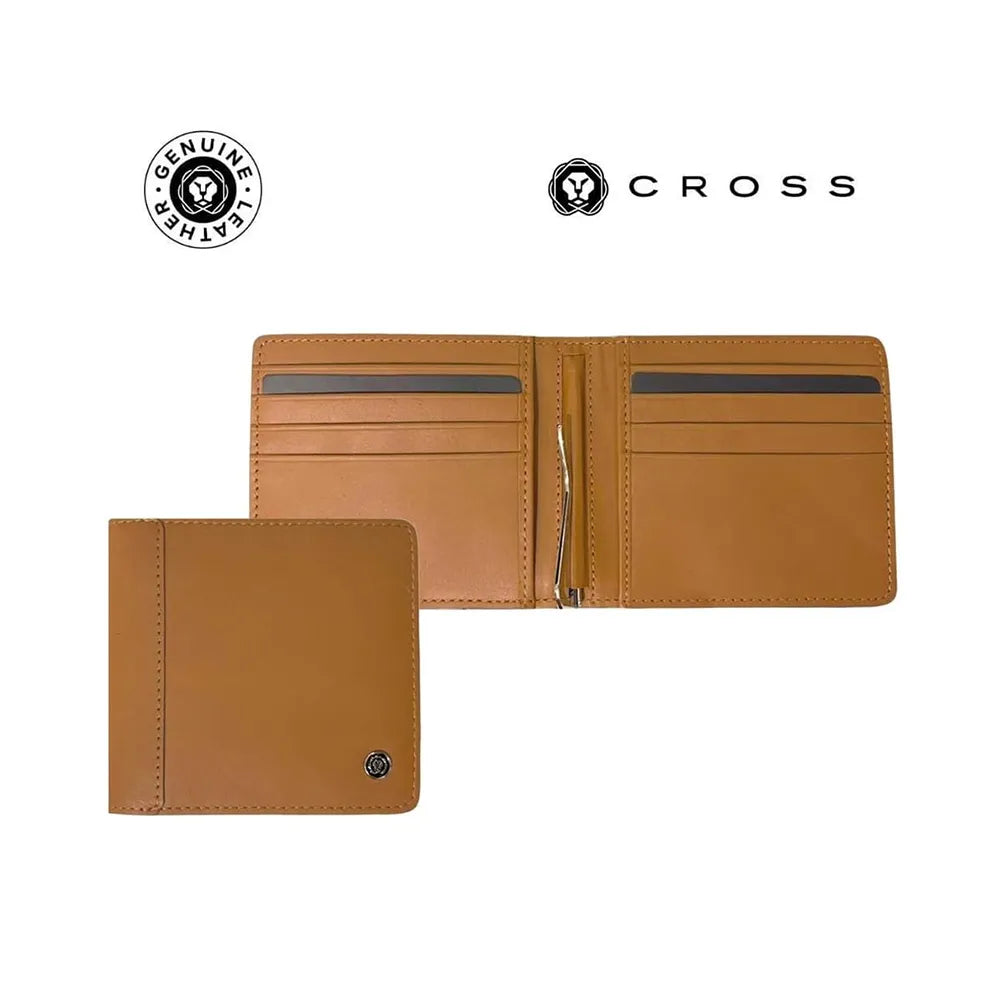 Cross Leather Money Clip Wallet for Men - Mocha