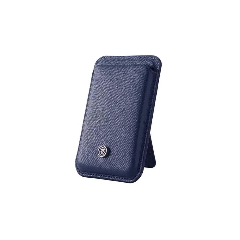 Cross Saffiano Leather Magnetic Card Holder - Designed for MagSafe - Navy Blue