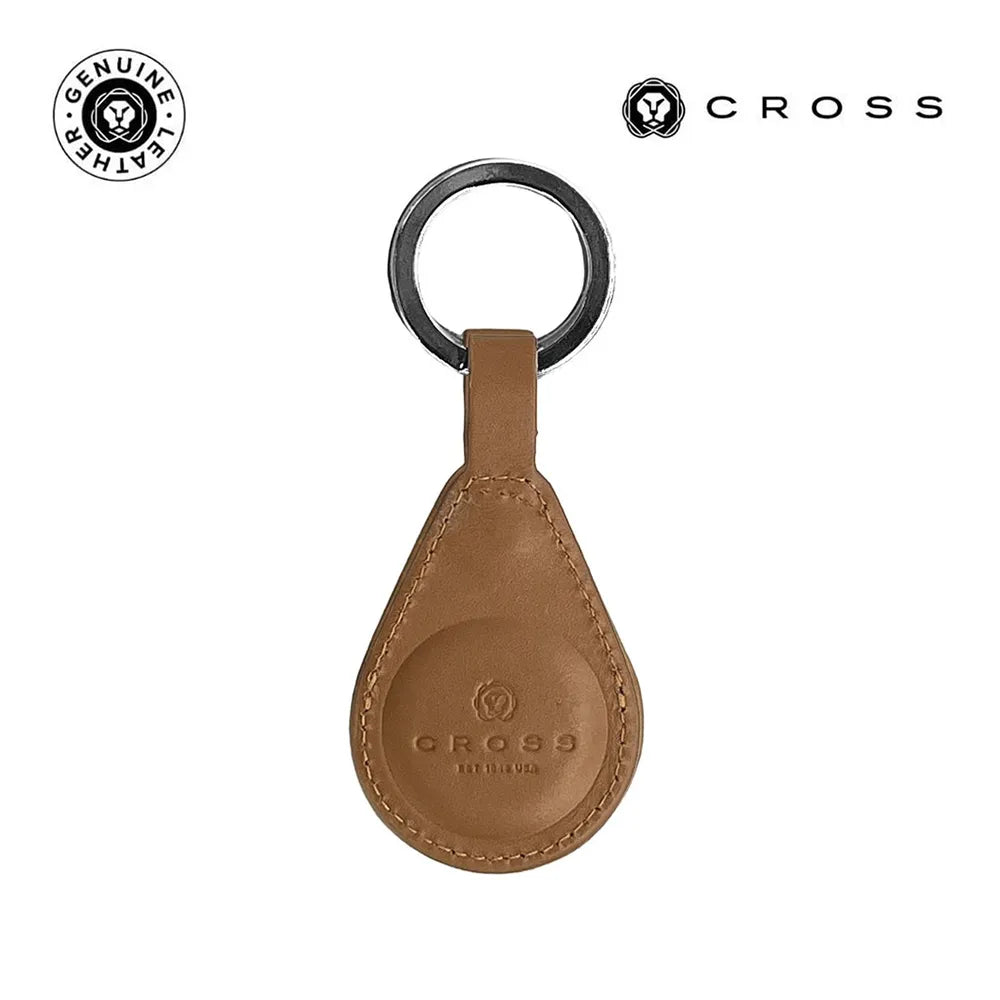 Cross Leather AirTag Key Ring - Mocha