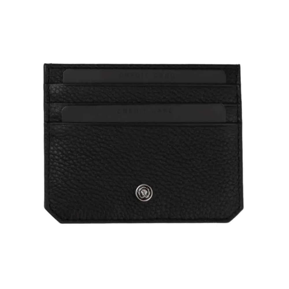 Cross Pebble Leather Card Holder Wallet with 6 Card Slots Slim Card Case - Black
