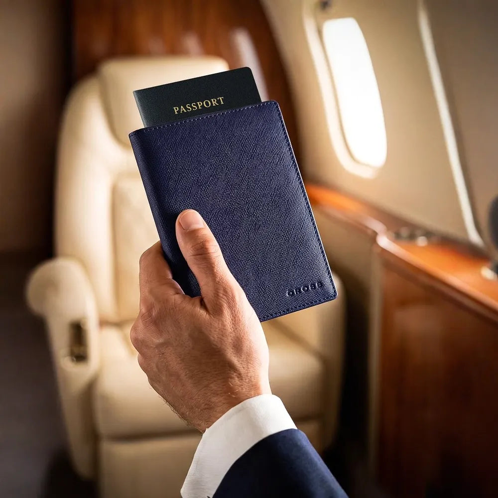 Cross Saffiano Leather Passport Holder 4CC Wallet - Navy Blue