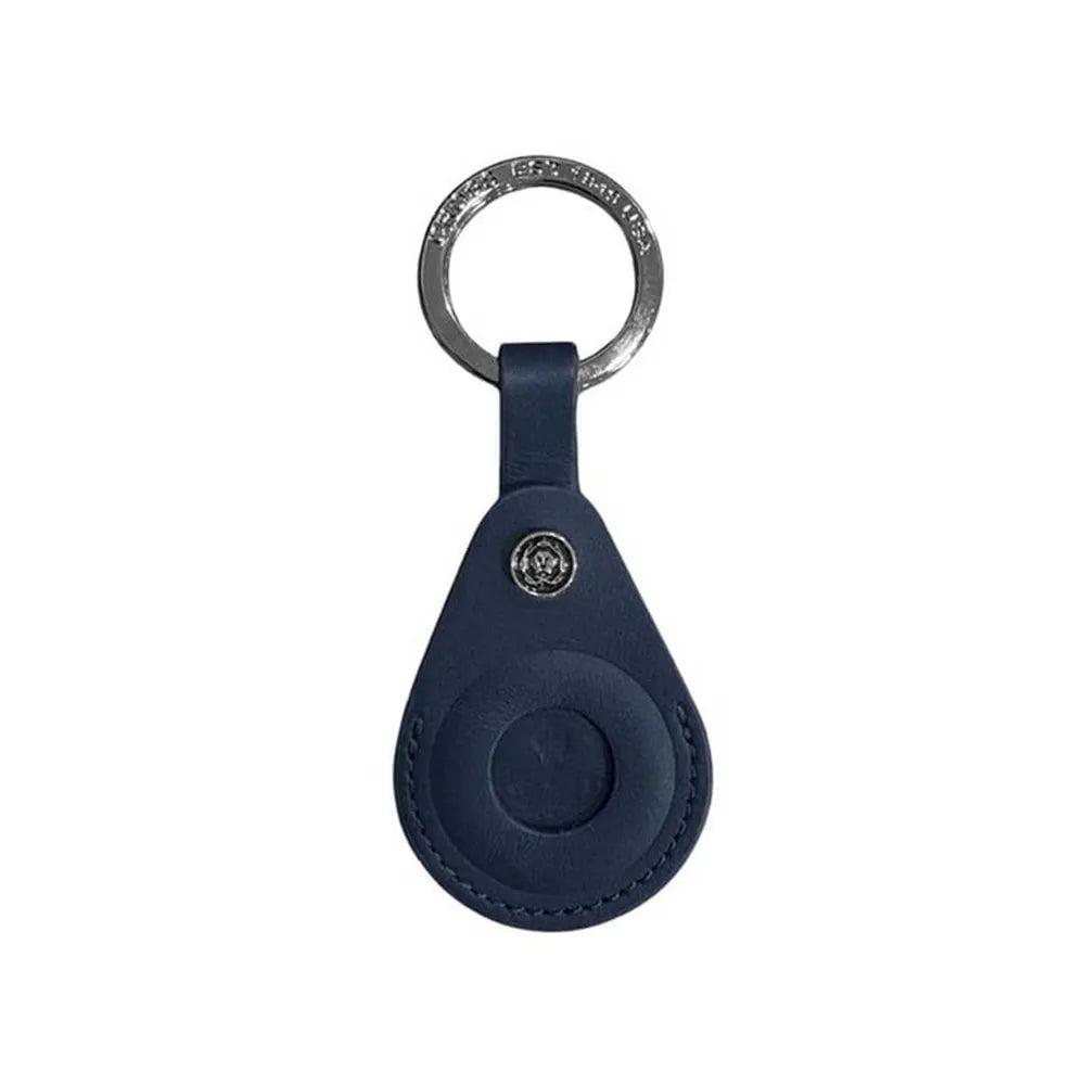 Cross Leather AirTag Key Ring - Navy Blue