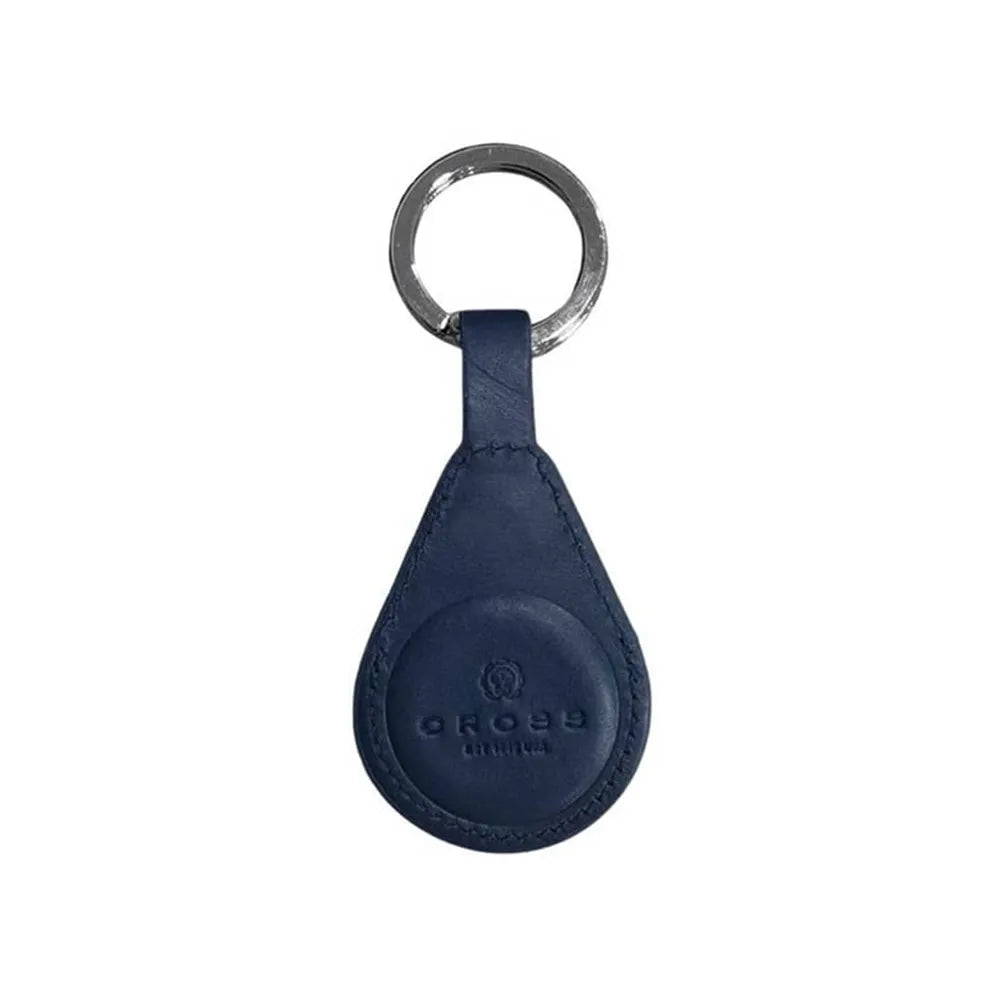 Cross Leather AirTag Key Ring - Navy Blue