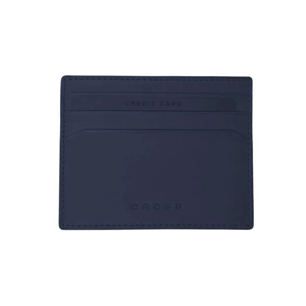 Cross Pebble Leather 6CC Classic Fold Wallet with 6CC Cardholder - Navy Blue