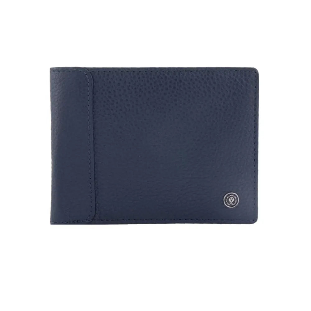 Cross Pebble Leather 6CC Classic Fold Wallet with 6CC Cardholder - Navy Blue