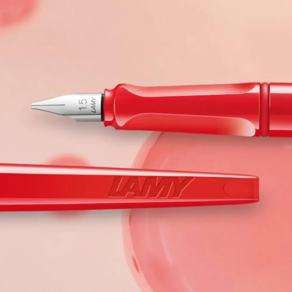 Lamy Joy 015 Calligraphy Shiny Strawberry Fountain Pen - Stainless Steel Nib