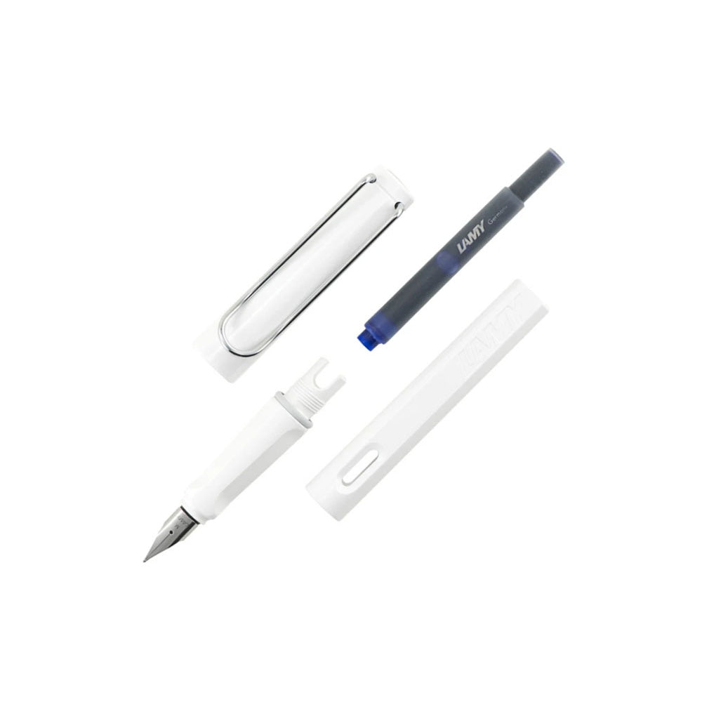 Lamy Safari 019 White with Metal Clip Fountain Pen - Fine Nib
