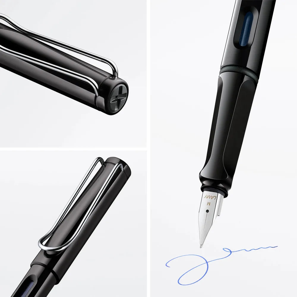 Lamy Safari 019 Black with Chrome Clip Fountain Pen - Stainless Steel Nib