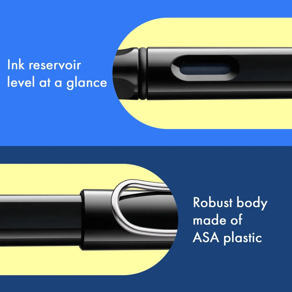 Lamy Safari 019 Black with Chrome Clip Fountain Pen - Stainless Steel Nib