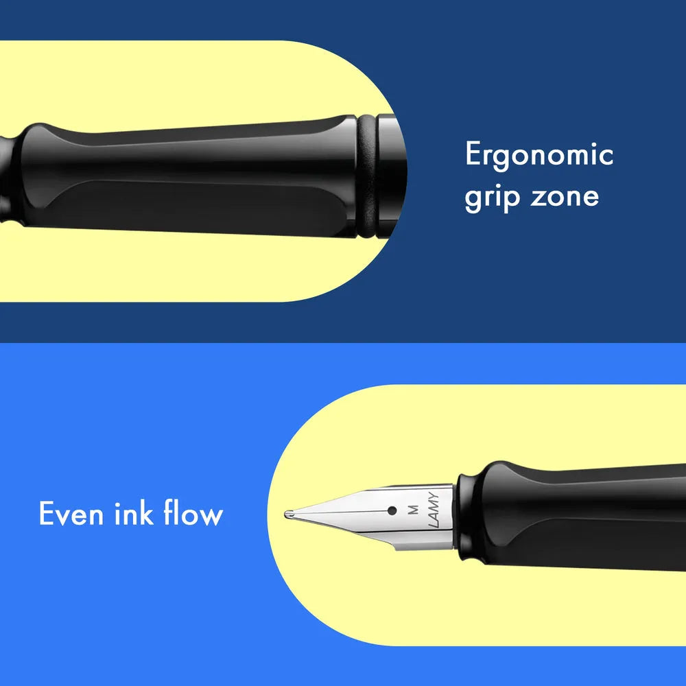 Lamy Safari 019 Black with Chrome Clip Fountain Pen - Stainless Steel Nib