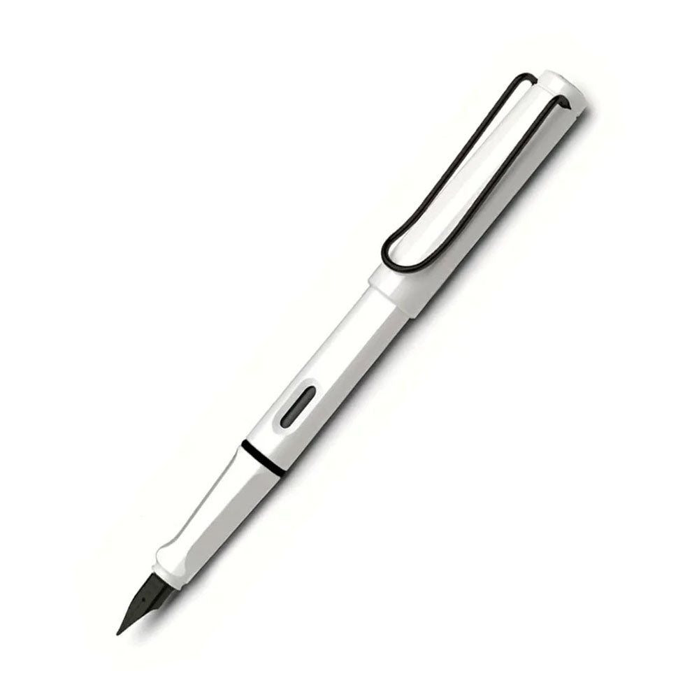 Lamy Safari 019 White with Black Clip Fountain Pen - Medium Nib