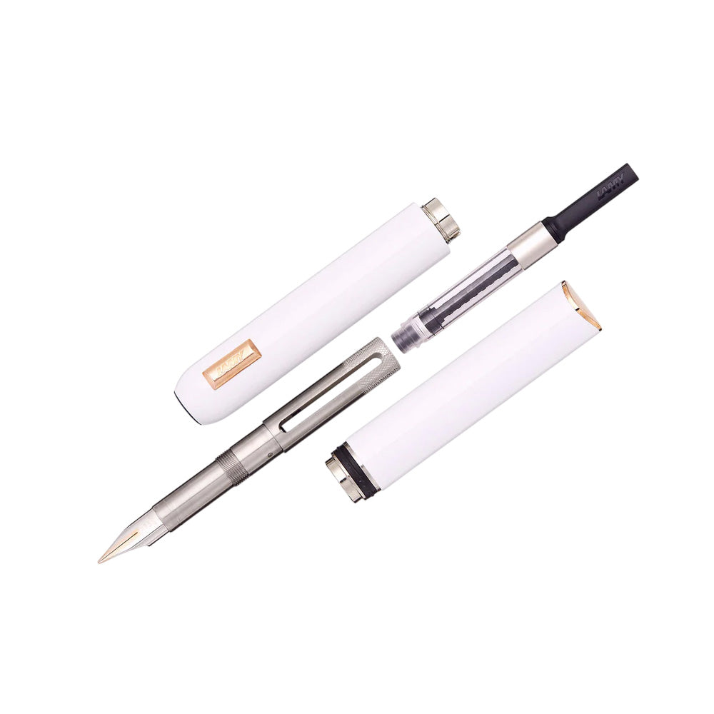 Lamy Dialog 081 CC White Lacquer Finish Fountain Pen - 14Kt bi-colour Gold Broad Nib