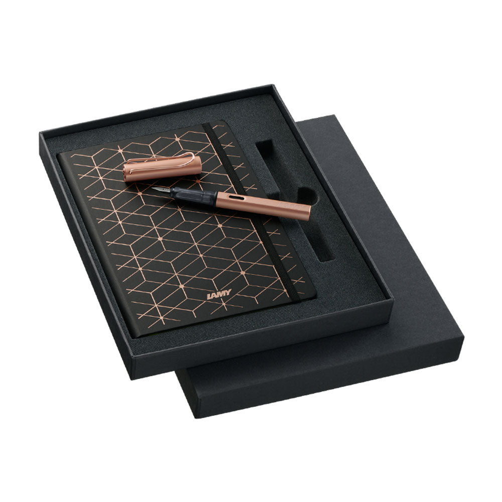 Lamy LX 090 Rose Gold Special Edition M Nib Fountain Pen with A5 Notebook