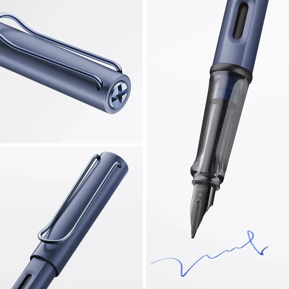 Lamy LX 0E5 Blue with Polished PVD Trim Fountain Pen - Stainless Steel Nib