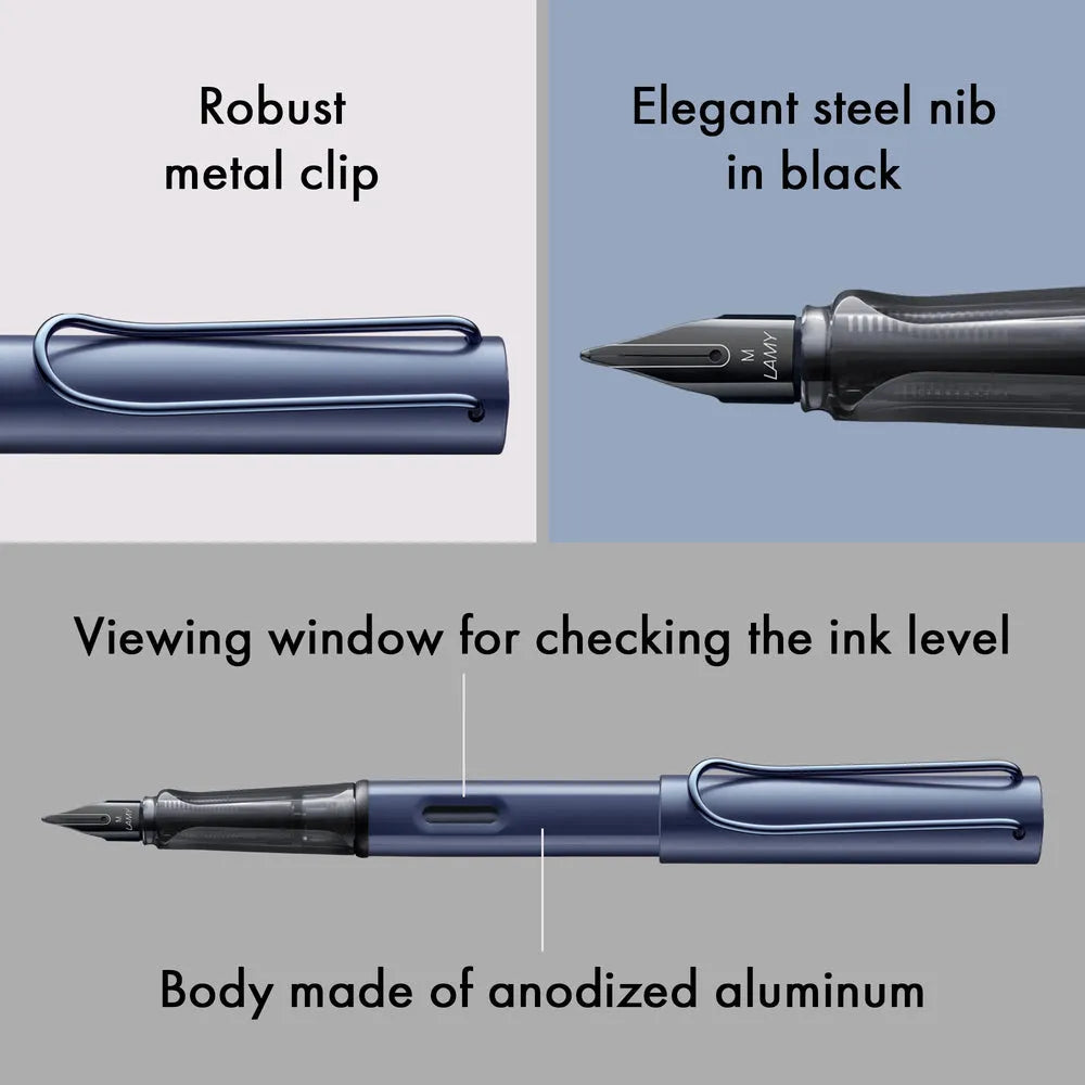 Lamy LX 0E5 Blue with Polished PVD Trim Fountain Pen - Stainless Steel Nib