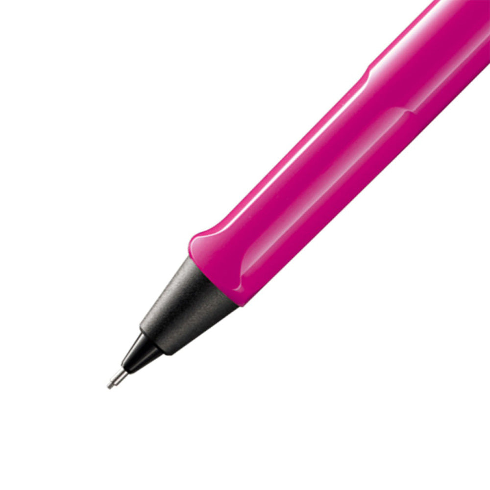 LAMY safari pink Mechanical pencil 0.5 mm Many attractive colours, timeless design, perfect ergonomics. These are just some of the reasons that the LAMY safari is one of the most popular writing instruments worldwide. Distinctive recessed grip guarantees writing comfort. Made of ABS plastic with spring-loaded metal clip. Sturdy plastic, shiny pink, metal clip, ergonomic grip compatible with 0.5 mm (M 41) lead & Z 18 eraser with cleaning needle.(Lead & eraser to be purchased separately)