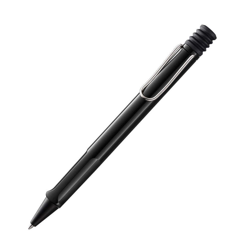 Many attractive colours, timeless design, perfect ergonomics. These are just some of the reasons that the LAMY safari is one of the most popular writing instruments worldwide. Distinctive recessed grip guarantees writing comfort. Made of ABS plastic with spring-loaded metal clip. Sturdy plastic, shiny black / distinctive metal clip and robust body made of resistant / ergonomic grip / with LAMY giant refill M16 black M Part No. 4000905