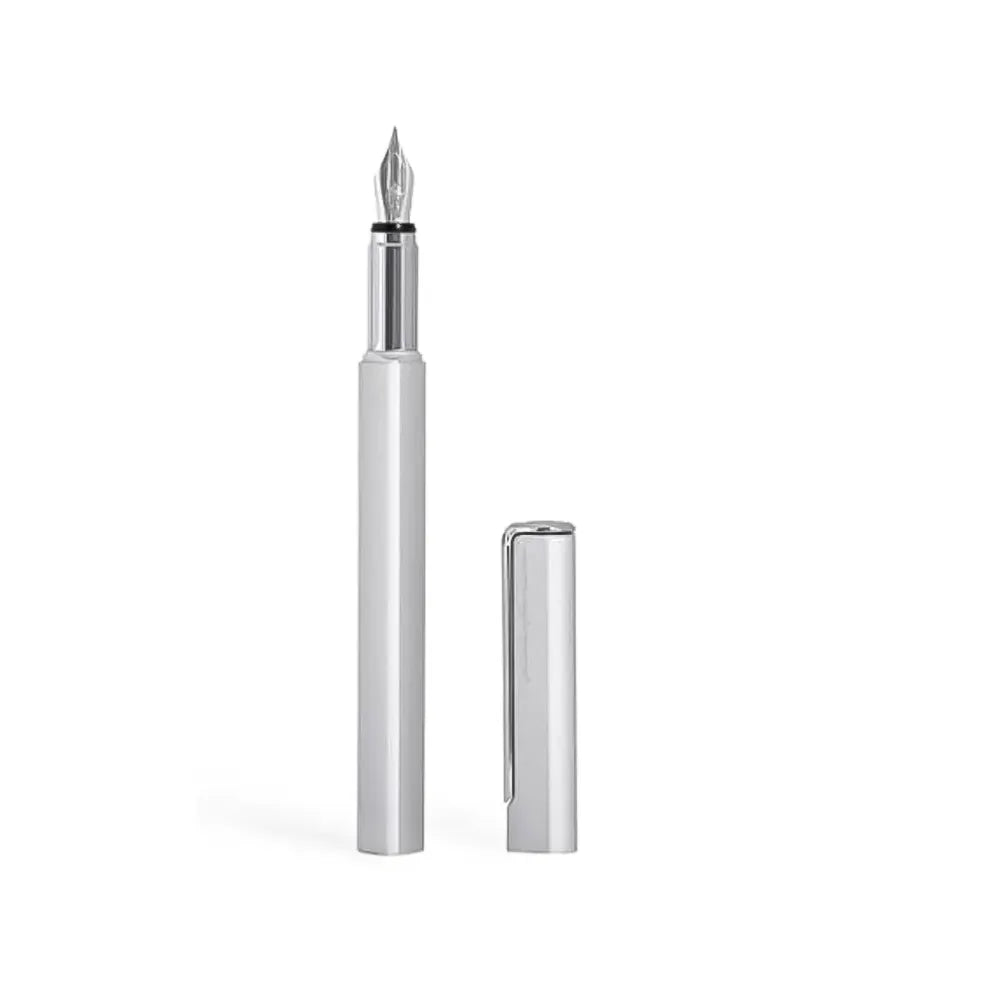 Pininfarina One Silver Retractable Chrome Trim Fountain Pen- Medium Nib