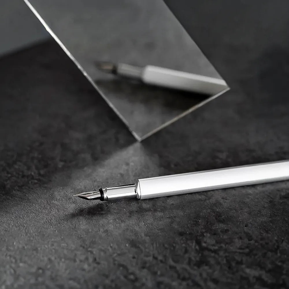 Pininfarina One Silver Retractable Chrome Trim Fountain Pen- Medium Nib