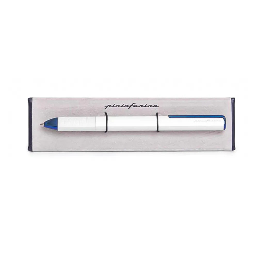 Pininfarina One Blue/Silver Retractable Ballpoint Pen Blue Trim with Twist Mechanism.