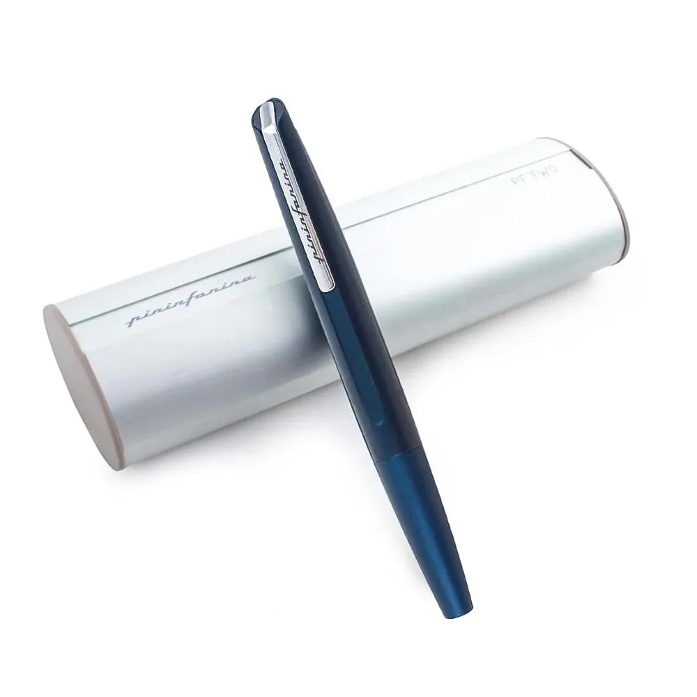 Pininfarina Two Dark Blue Ballpoint Pen Chrome Trim with Twist Mechanism.