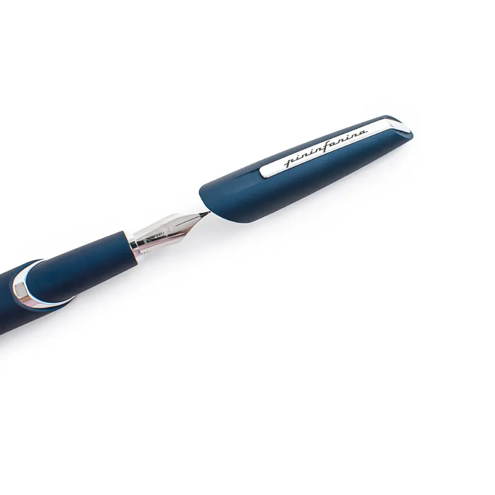 Pininfarina Two Dark Blue Fountain Pen With Chrome Trim - Medium Nib