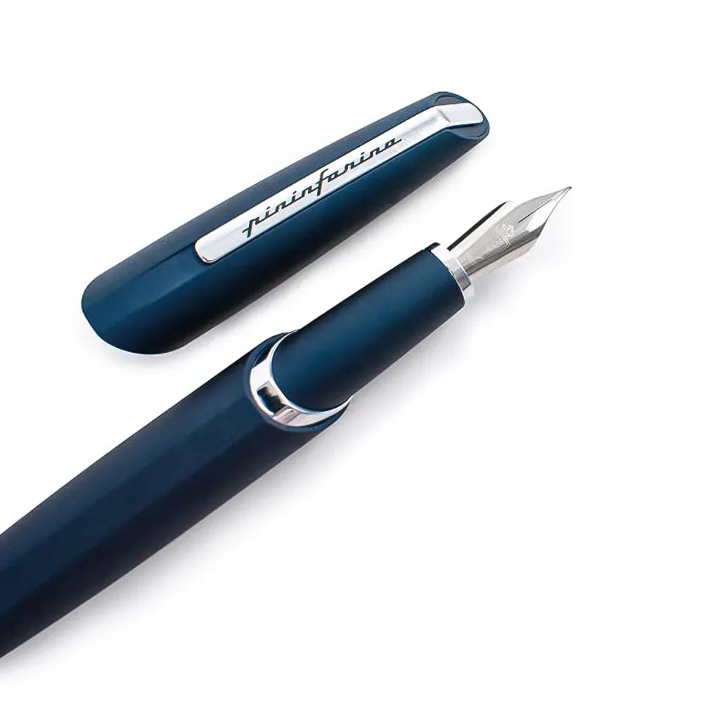 Pininfarina Two Dark Blue Fountain Pen With Chrome Trim - Medium Nib