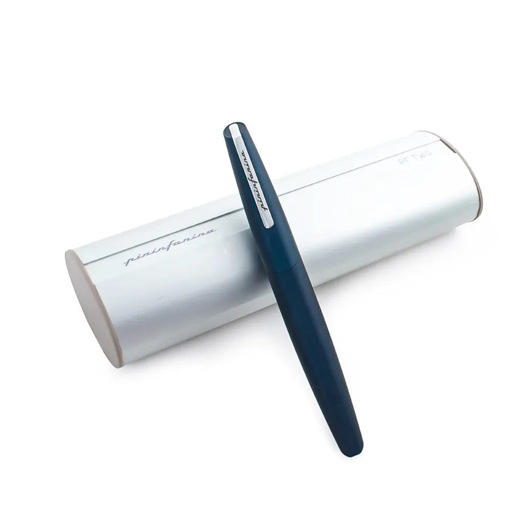 Pininfarina Two Dark Blue Fountain Pen With Chrome Trim - Medium Nib