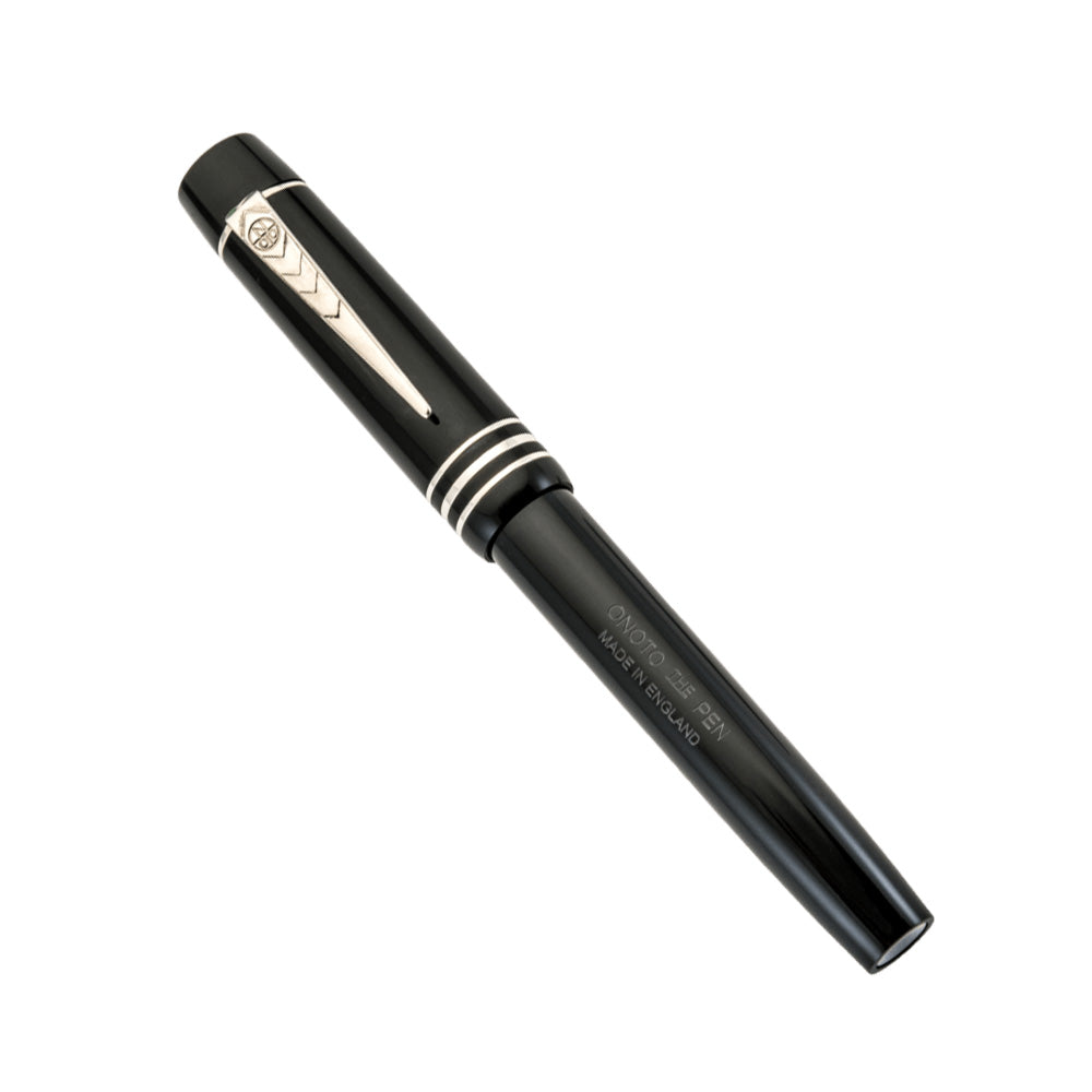 Onoto Magna Classic Black & Silver Fittings Fountain Pen - Fine Nib