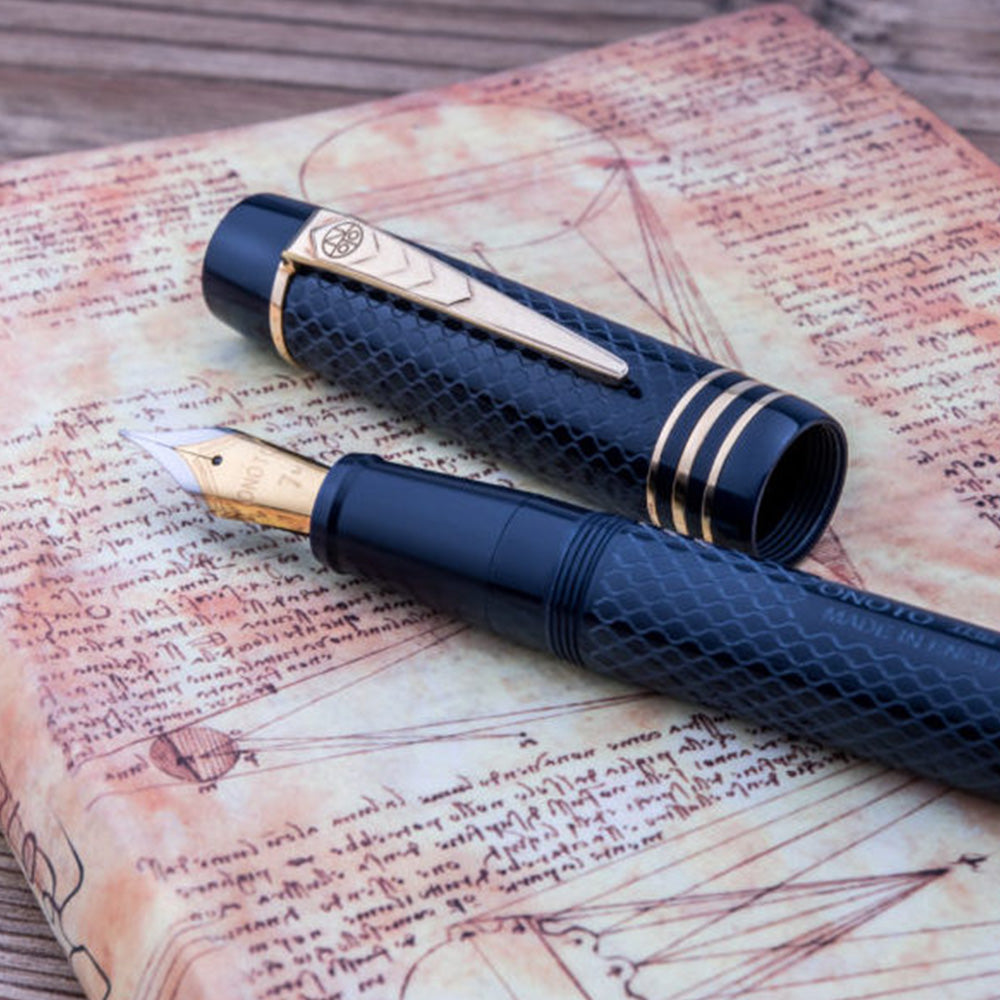 Onoto Magna Classic Blue Acrylic with Gold-Plated Trim Fountain Pen - Medium Nib