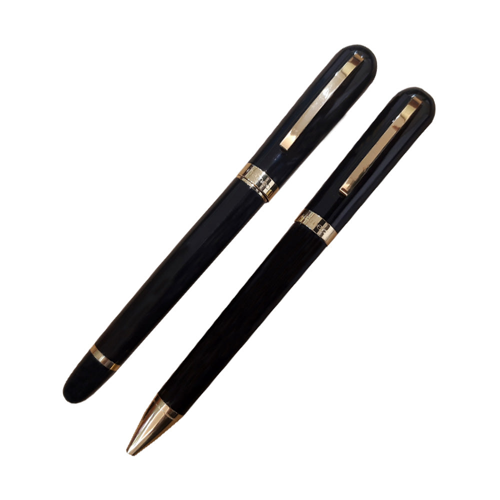 Premec Set Laque Black Gold Trim Rollerball & Ballpoint Pen