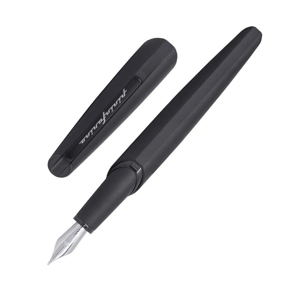 The Pininfarina PF GO Fountain Black is an exclusive fountain pen crafted with an aluminum body and equipped with a stainless steel nib featuring an iridium tip. The Black Edition of the Pininfarina GO collection combines refined design and everyday usability, offering a writing instrument capable of leaving a lasting impression.