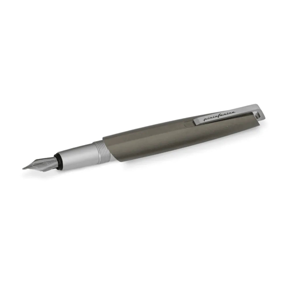 Pininfarina PF GO Titanium Aluminum Finish with Chrome Trim Fountain Pen - Stainless Steel Nib