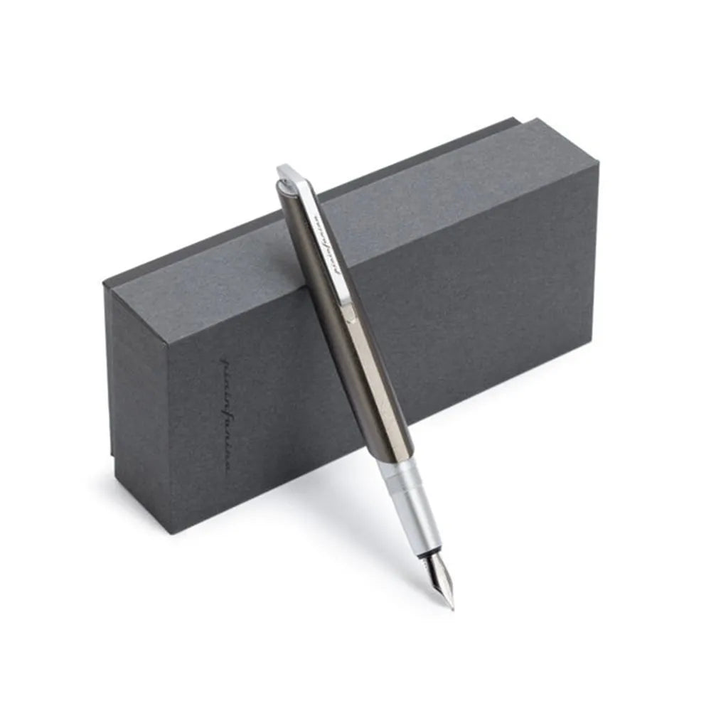 Pininfarina PF GO Titanium Aluminum Finish with Chrome Trim Fountain Pen - Stainless Steel Nib