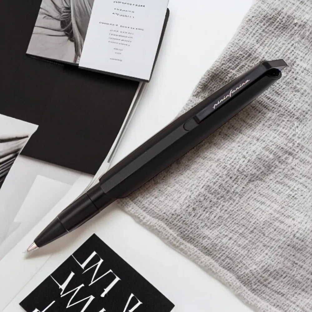 Pininfarina PF Go Black Ballpoint Pen With Black PVD Trim in Twist Mechanism.