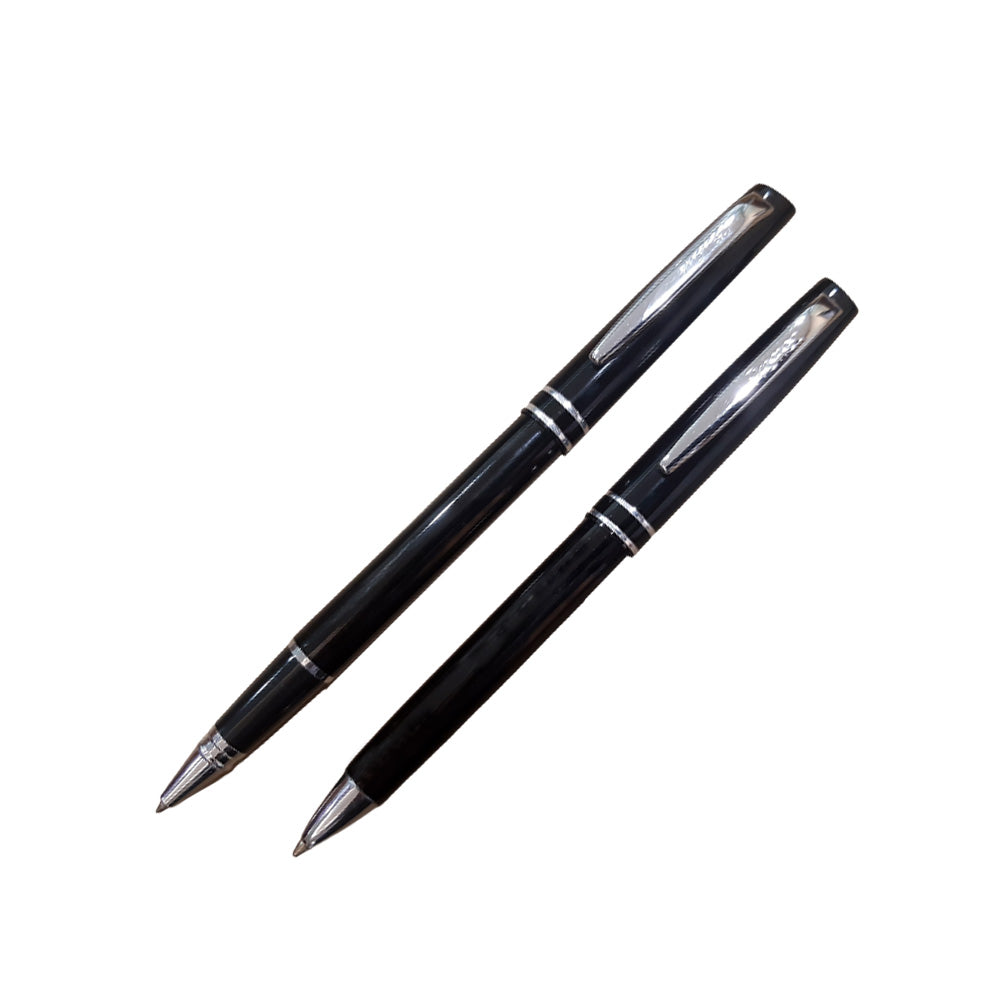Premec Set Laque Black Chorme Trim Rollerball & Ballpoint Pen