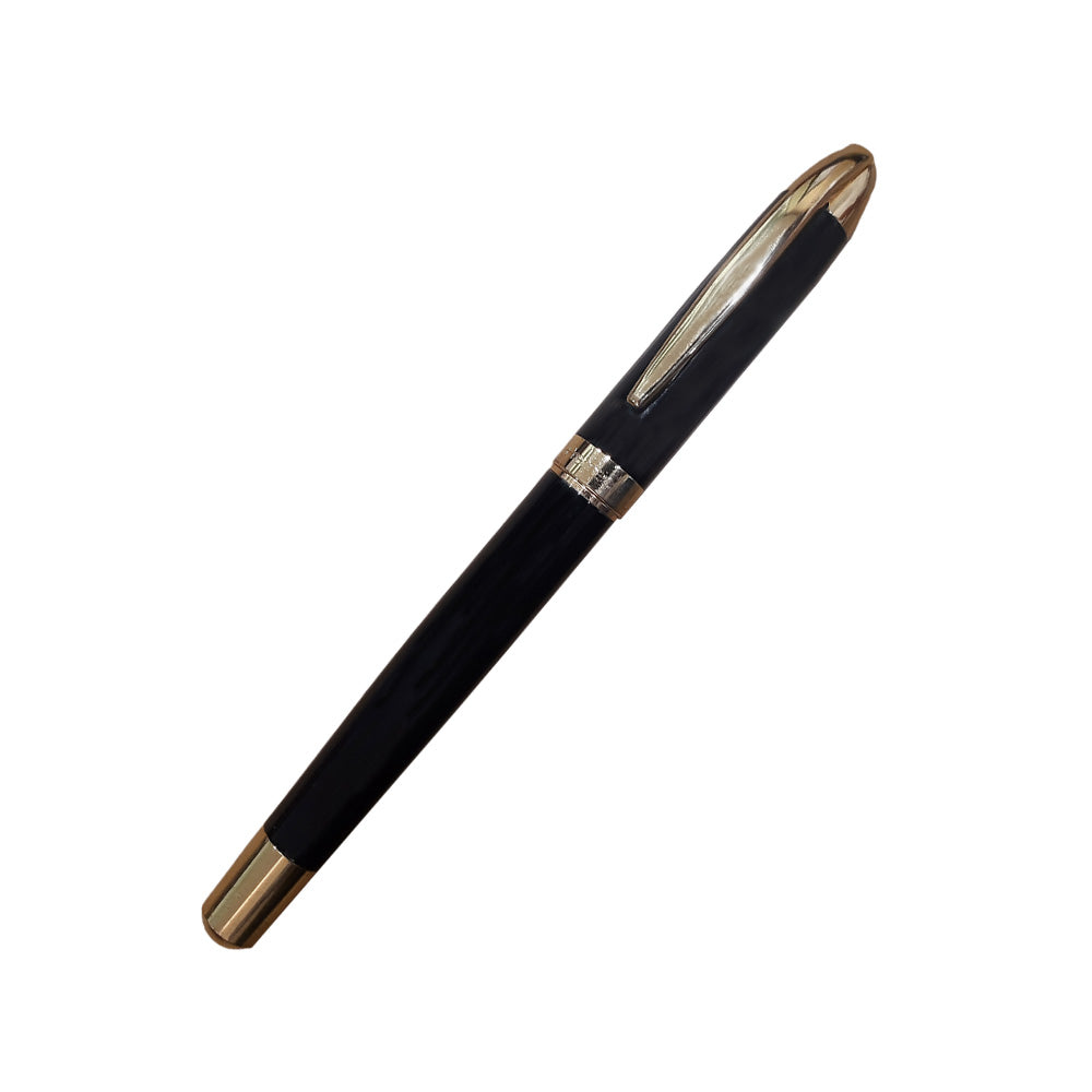 Premec Laque Black Gold Trim with Gold Plated Clip & Cap Rollerball Pen