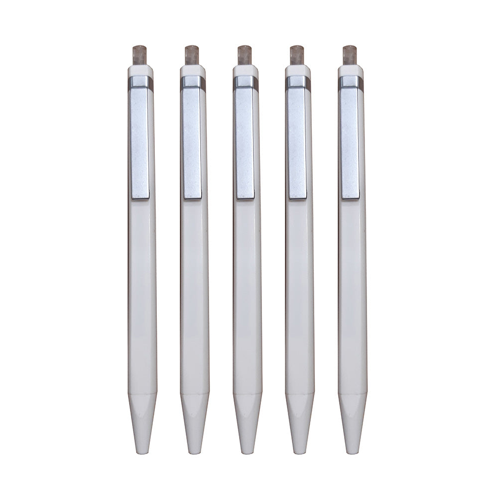 Premec Radical Metal Clip Gel Pen - White (Pack of 5)