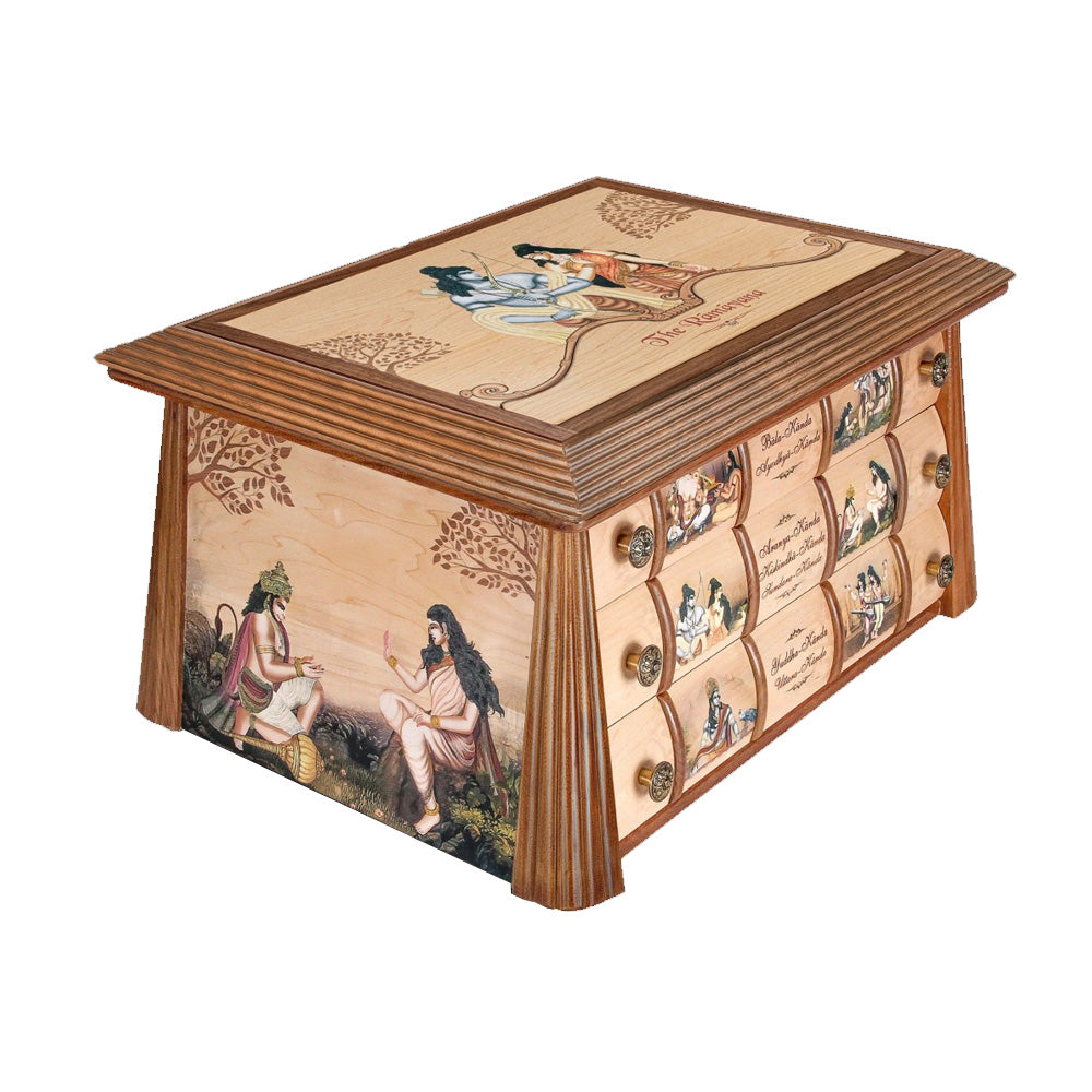 Nightingale Maharsi Valmiki's The Ramayana 3 Volume Book Set with Wooden Hut - Collectors Editions