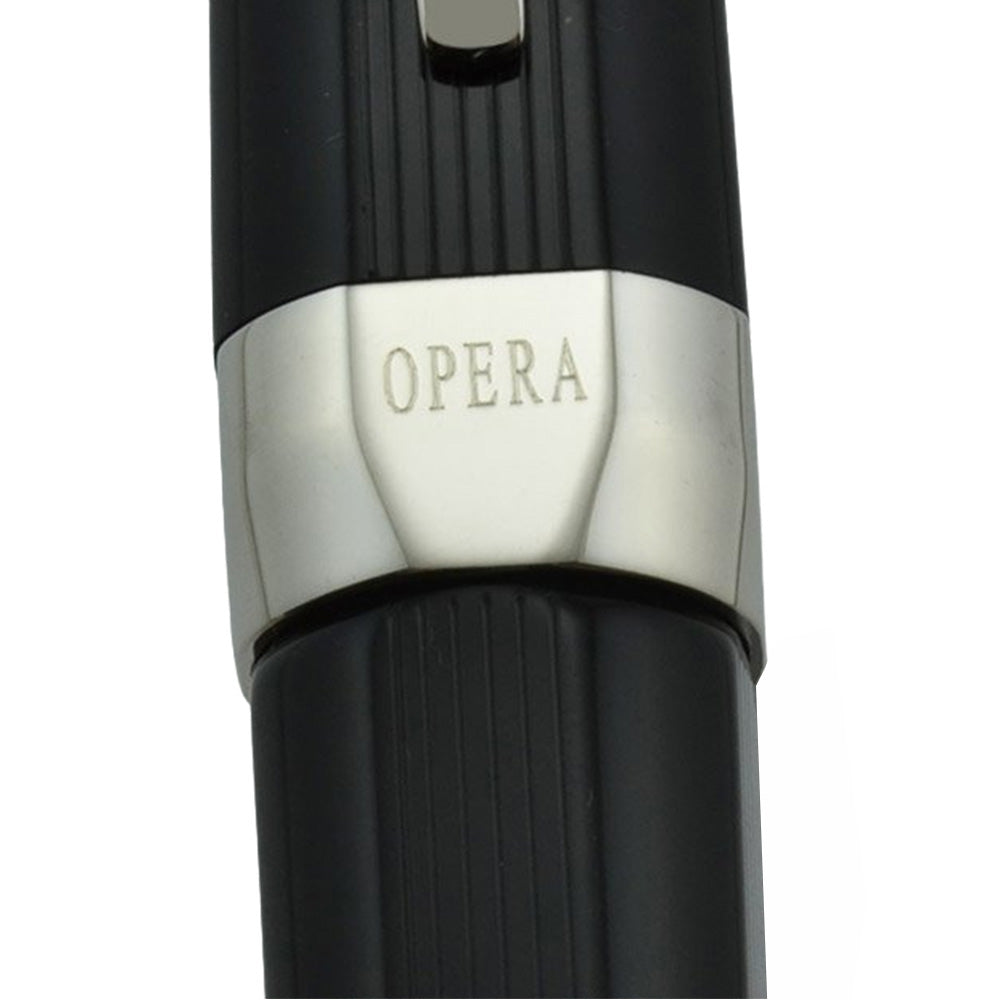 Visconti Opera Guilloche Black Acrylic Resin with Rhodium-Plated Trim Fountain Pen - 14Kt Rhodium-Plated Gold Nib