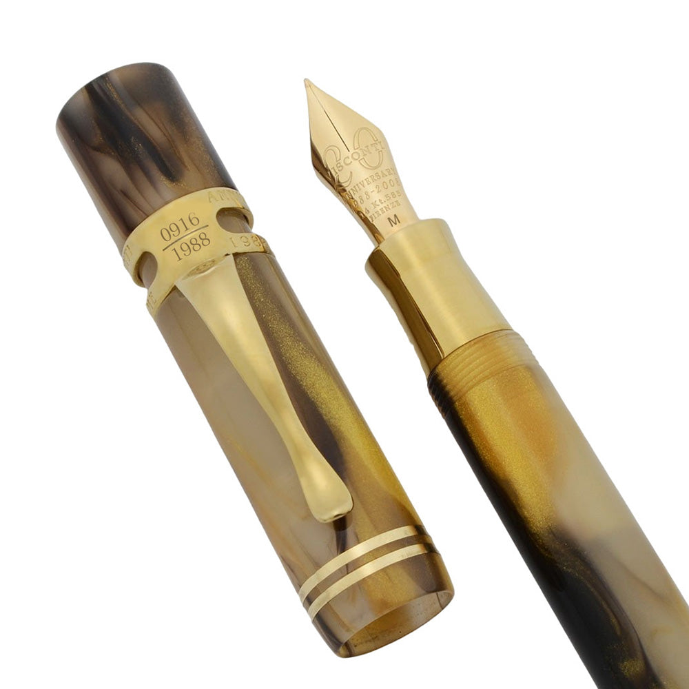 Visconti Ragtime Limited Edition 20th Anniversary Honey and Brown GT Fountain Pen - 14Kt Gold Medium Nib