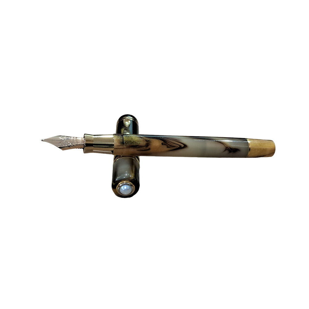 Visconti Ragtime Limited Edition 20th Anniversary Honey and Brown GT Fountain Pen - 14Kt Gold Medium Nib