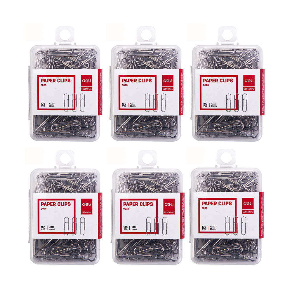 Deli W0025 Paper Clips (Pack of 6)