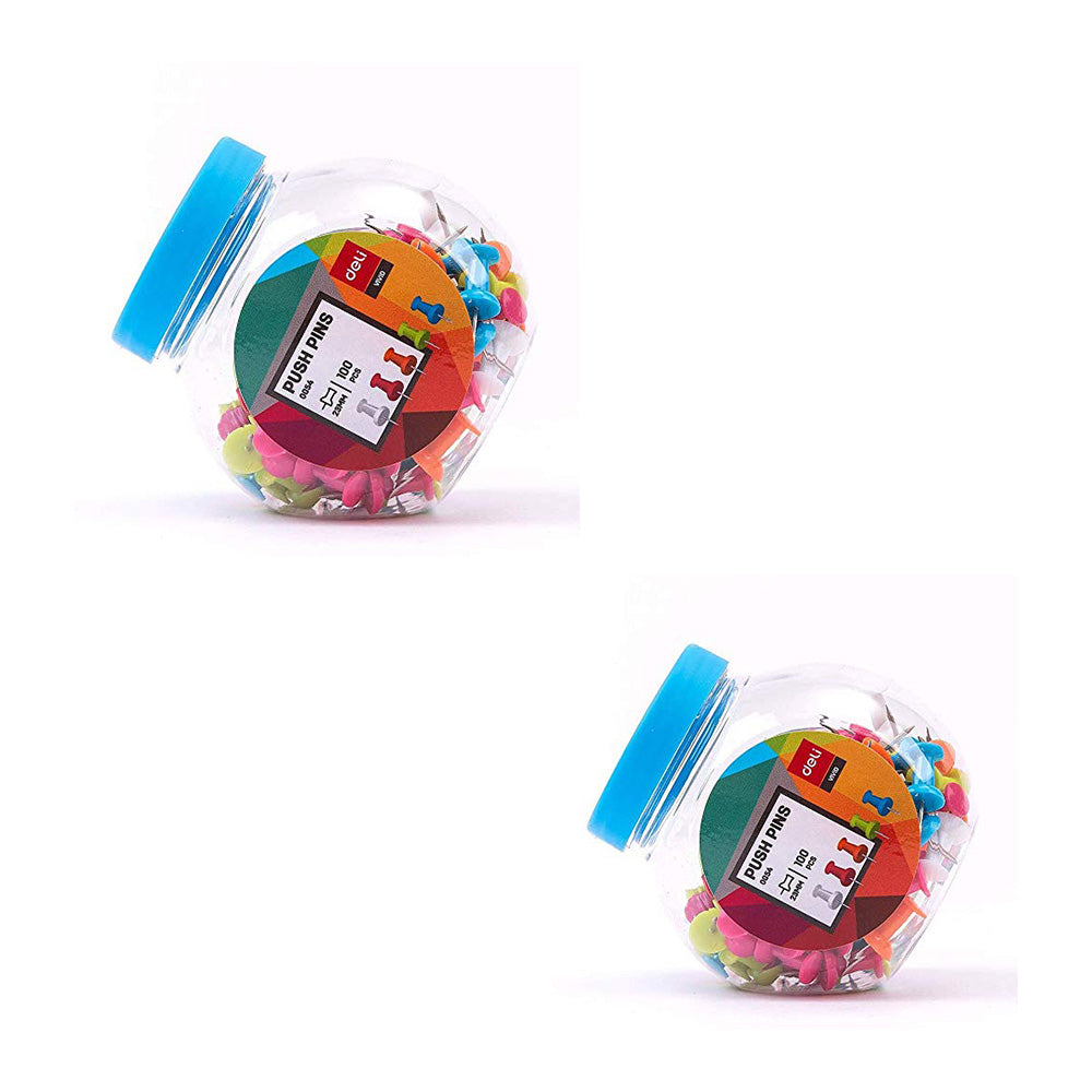 Deli W0054 Multicolour Push Pins (Assorted) - Pack of 2