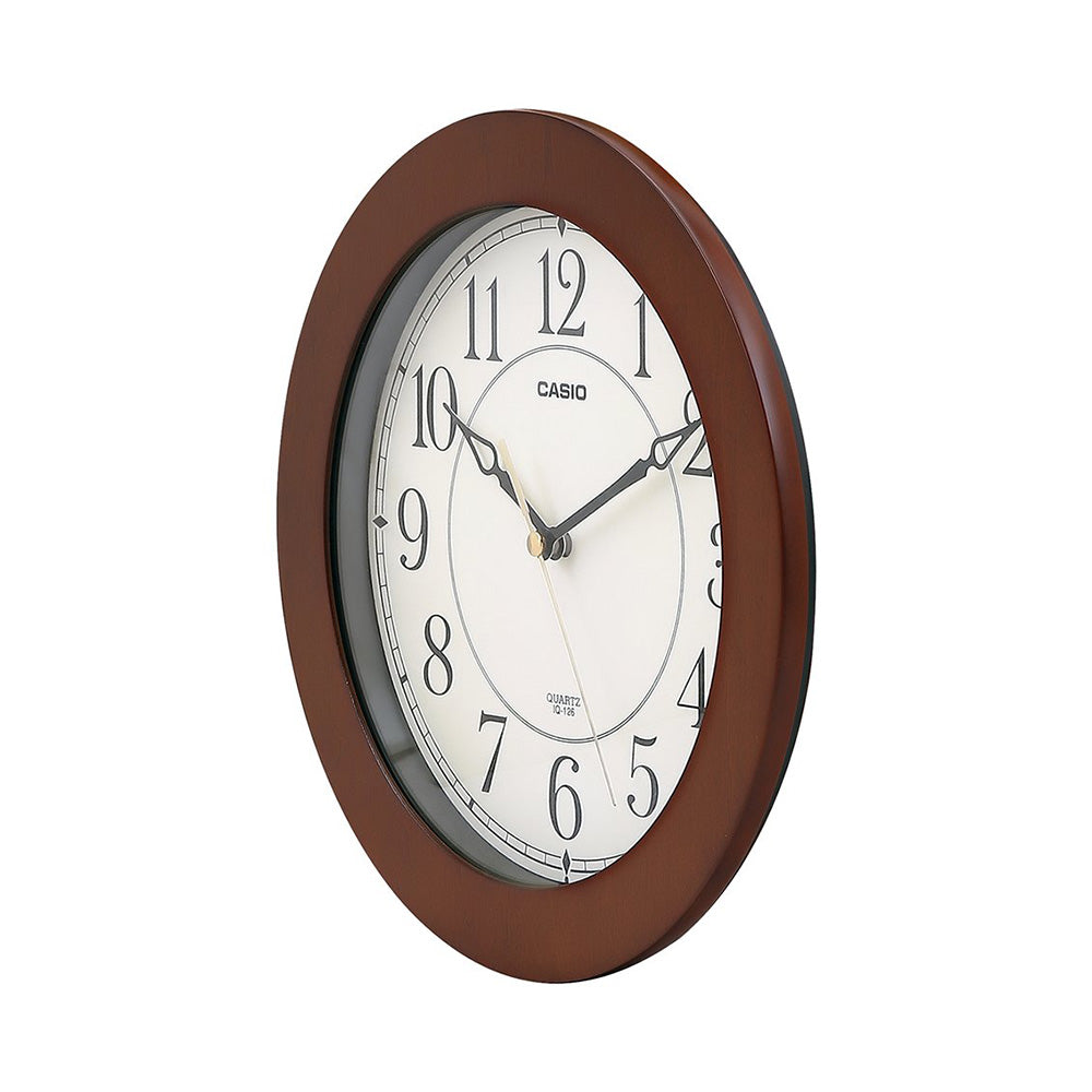 Casio IQ-126-5DF Wall Clock - Dark Brown Wood
