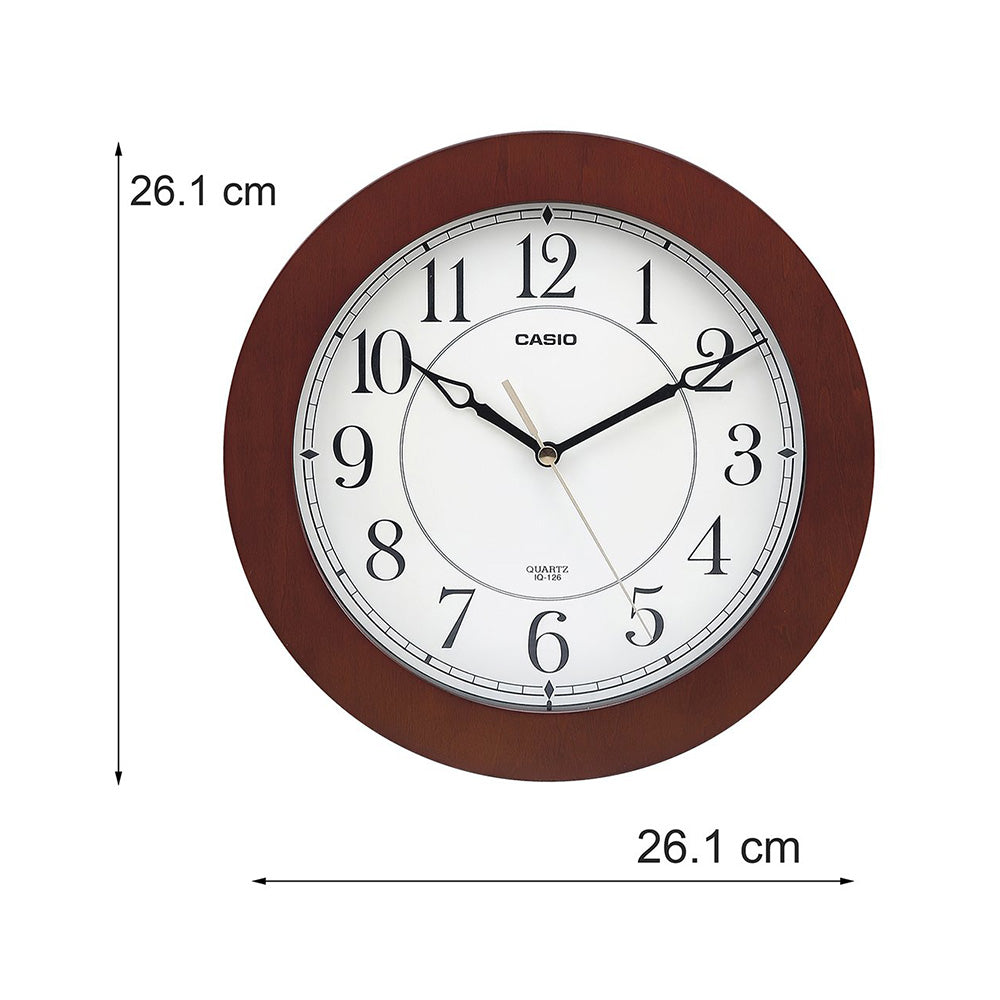 Casio IQ-126-5DF Wall Clock - Dark Brown Wood