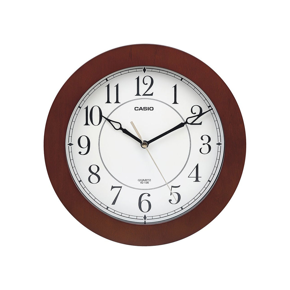 Casio IQ-126-5DF Wall Clock - Dark Brown Wood